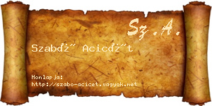Szabó Acicét névjegykártya